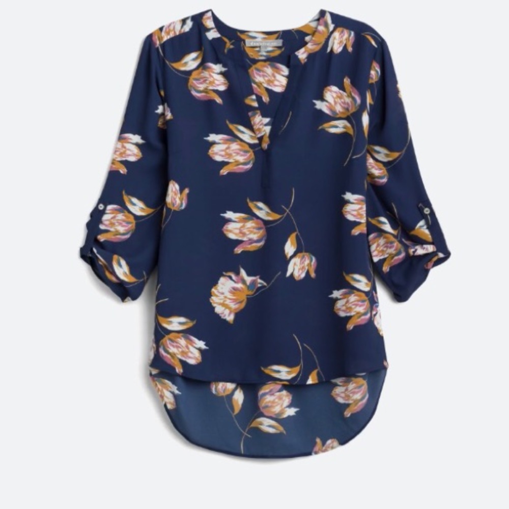 Daniel Rainn split neck blue blouse